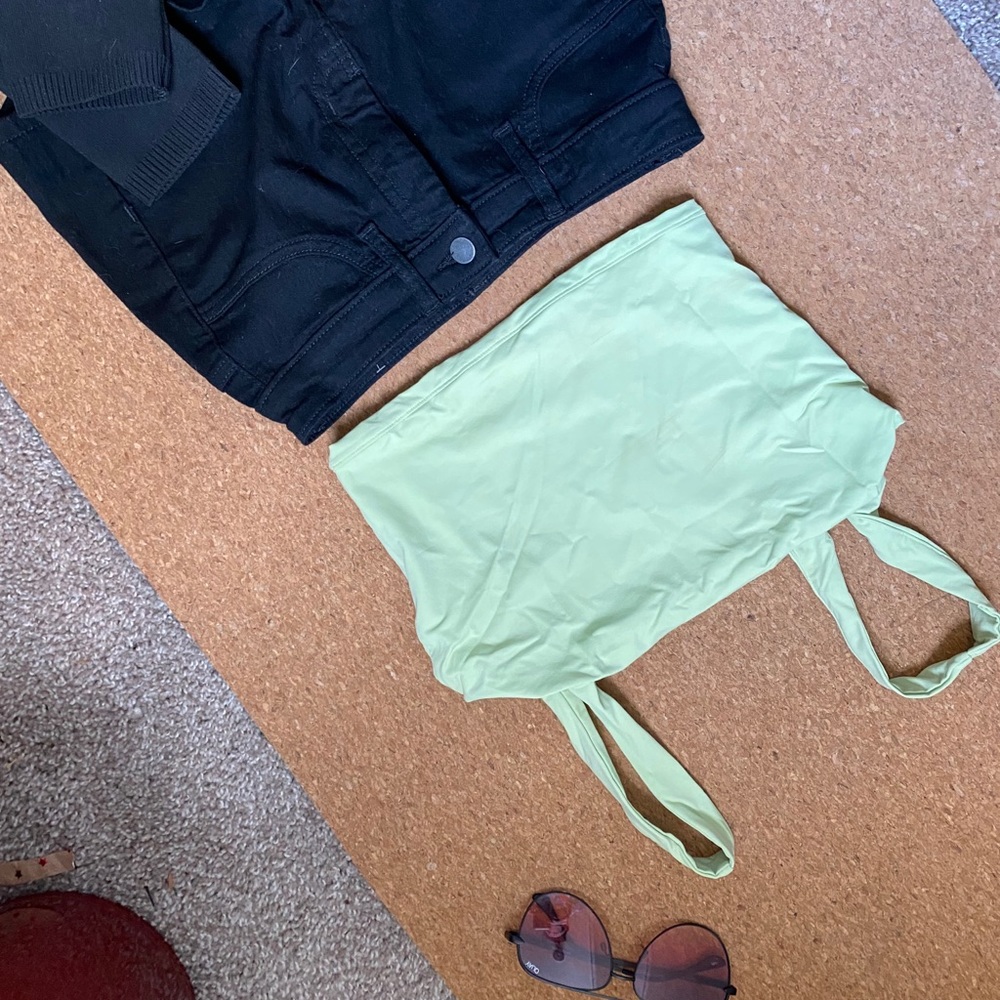 Green garage crop top